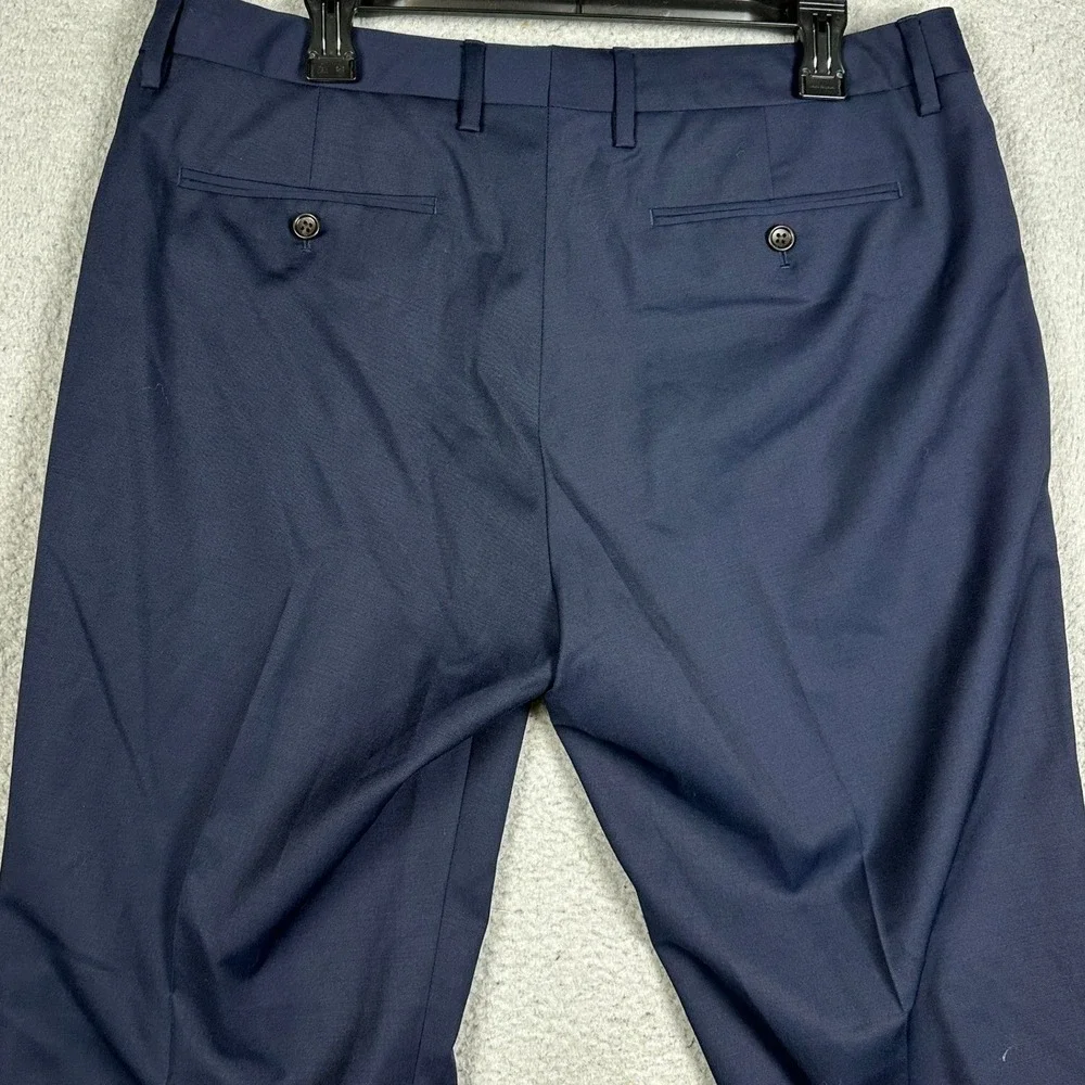 Bonobos Worsted Wool Blend Pants Mens 35X30 Blue Standard Fit Dress Flat Front